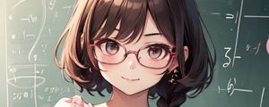 Preview wallpaper girl, glasses, dress, pose, anime