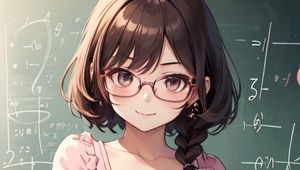 Preview wallpaper girl, glasses, dress, pose, anime