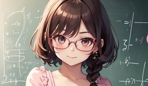 Preview wallpaper girl, glasses, dress, pose, anime