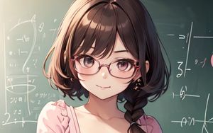 Preview wallpaper girl, glasses, dress, pose, anime