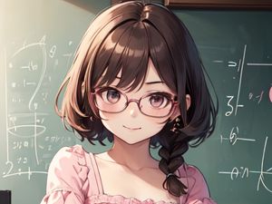 Preview wallpaper girl, glasses, dress, pose, anime