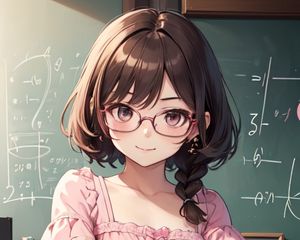 Preview wallpaper girl, glasses, dress, pose, anime