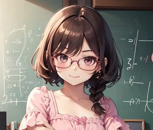 Preview wallpaper girl, glasses, dress, pose, anime