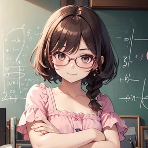 Preview wallpaper girl, glasses, dress, pose, anime