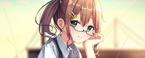 Preview wallpaper girl, glasses, dress, glance, anime