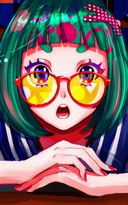 Preview wallpaper girl, glasses, emotion, anime