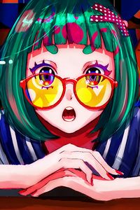Preview wallpaper girl, glasses, emotion, anime