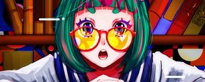 Preview wallpaper girl, glasses, emotion, anime