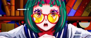 Preview wallpaper girl, glasses, emotion, anime