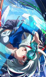 Preview wallpaper girl, glasses, future, anime, art, cartoon