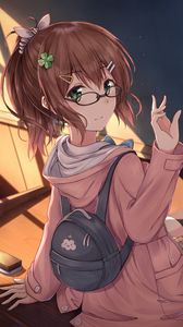 Preview wallpaper girl, glasses, gesture, anime, art