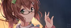 Preview wallpaper girl, glasses, gesture, anime, art