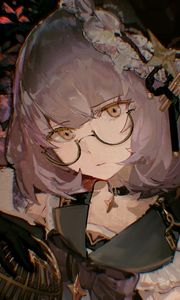 Preview wallpaper girl, glasses, glance, anime, art, cartoon