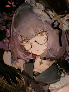 Preview wallpaper girl, glasses, glance, anime, art, cartoon