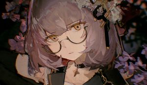 Preview wallpaper girl, glasses, glance, anime, art, cartoon