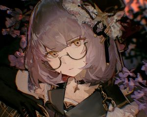 Preview wallpaper girl, glasses, glance, anime, art, cartoon