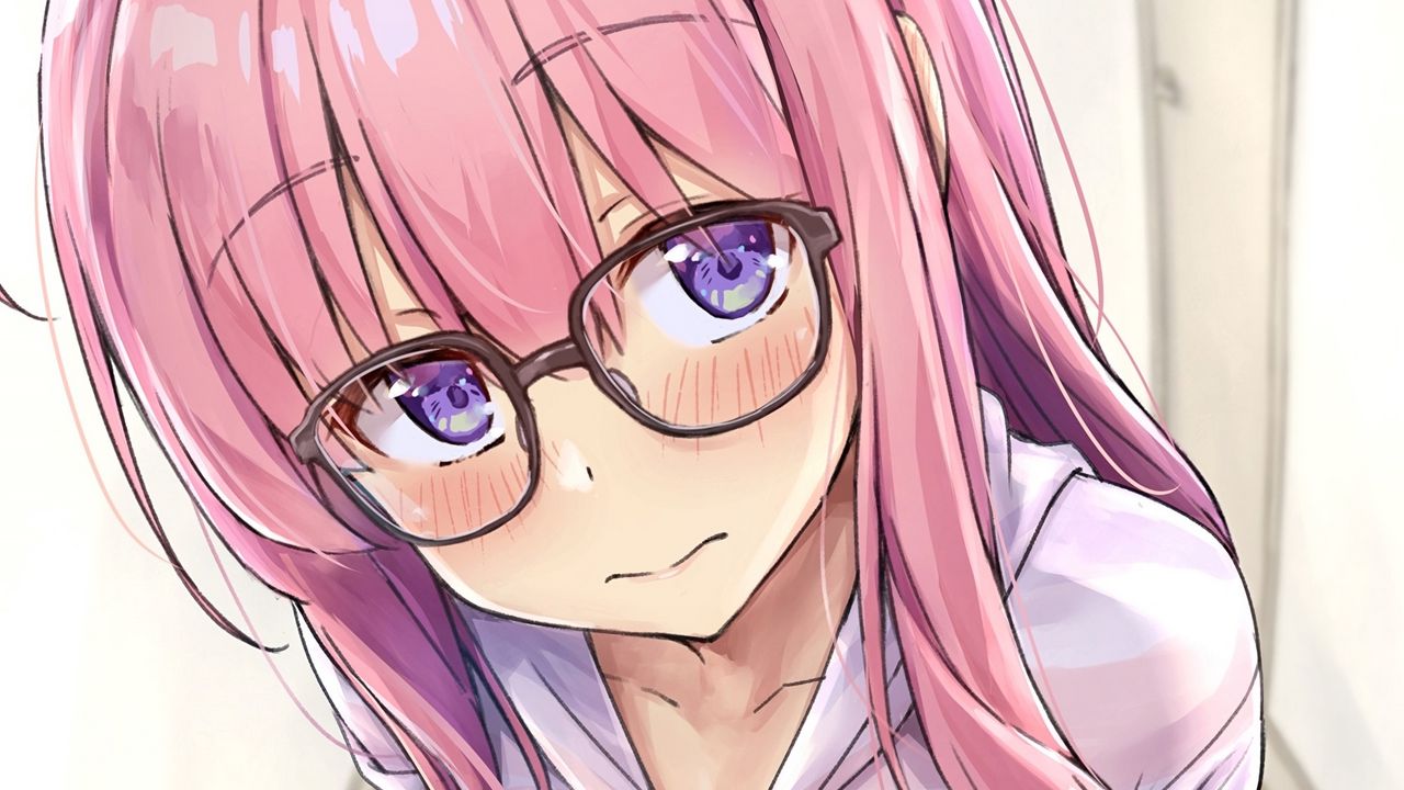 Wallpaper girl, glasses, glance, cute, anime hd, picture, image