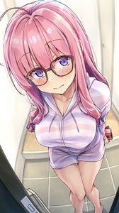 Preview wallpaper girl, glasses, glance, cute, anime