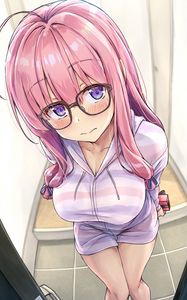 Preview wallpaper girl, glasses, glance, cute, anime