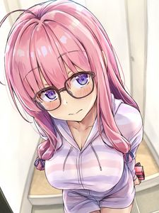 Preview wallpaper girl, glasses, glance, cute, anime