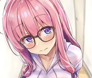 Preview wallpaper girl, glasses, glance, cute, anime