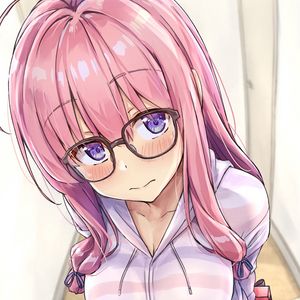 Preview wallpaper girl, glasses, glance, cute, anime