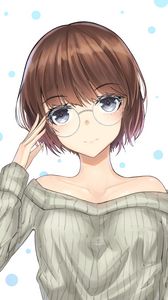 Preview wallpaper girl, glasses, glance, gesture, anime, art