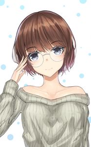 Preview wallpaper girl, glasses, glance, gesture, anime, art