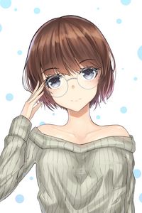 Preview wallpaper girl, glasses, glance, gesture, anime, art