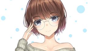 Preview wallpaper girl, glasses, glance, gesture, anime, art