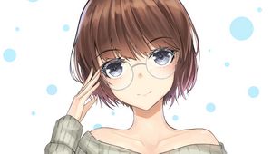 Preview wallpaper girl, glasses, glance, gesture, anime, art