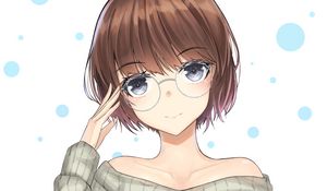 Preview wallpaper girl, glasses, glance, gesture, anime, art