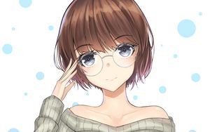 Preview wallpaper girl, glasses, glance, gesture, anime, art
