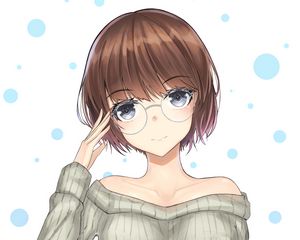 Preview wallpaper girl, glasses, glance, gesture, anime, art