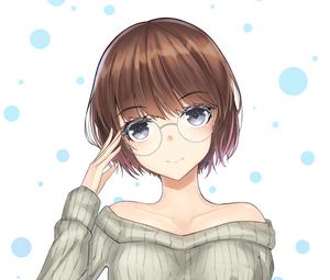 Preview wallpaper girl, glasses, glance, gesture, anime, art