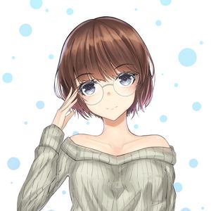 Preview wallpaper girl, glasses, glance, gesture, anime, art