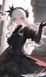 Preview wallpaper girl, glasses, gloves, corset, anime