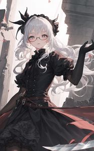 Preview wallpaper girl, glasses, gloves, corset, anime