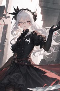 Preview wallpaper girl, glasses, gloves, corset, anime