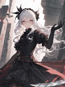 Preview wallpaper girl, glasses, gloves, corset, anime