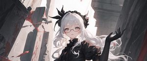 Preview wallpaper girl, glasses, gloves, corset, anime