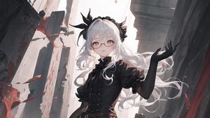 Preview wallpaper girl, glasses, gloves, corset, anime