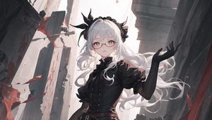 Preview wallpaper girl, glasses, gloves, corset, anime