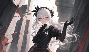 Preview wallpaper girl, glasses, gloves, corset, anime