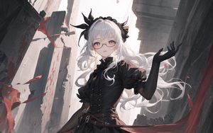 Preview wallpaper girl, glasses, gloves, corset, anime