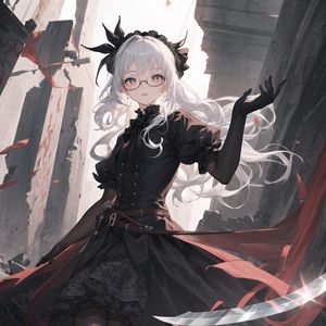 Preview wallpaper girl, glasses, gloves, corset, anime