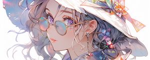 Preview wallpaper girl, glasses, hat, jewelry, anime