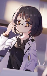 Preview wallpaper girl, glasses, scientist, anime, art