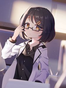 Preview wallpaper girl, glasses, scientist, anime, art