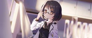 Preview wallpaper girl, glasses, scientist, anime, art